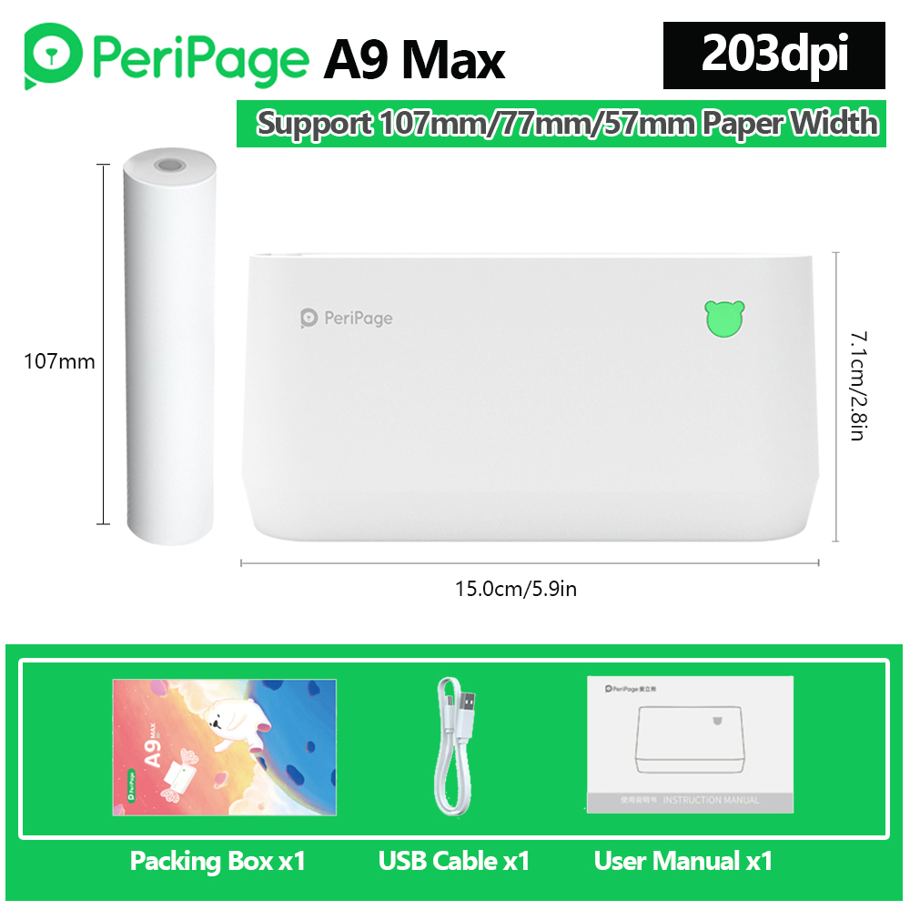 A9 MAX 203DPI Blanc 4 pouces