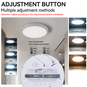 New Modern Indoor Living Room Recessed Surface Mounted <strong>3</strong> Colors Dip Code radar Control 18w 24w Round Led Ceiling Panel <strong>Light</strong> - Product Image 3