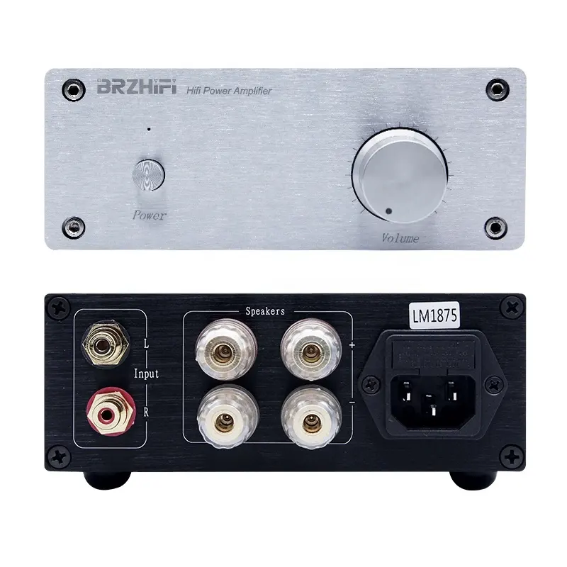 Звуковой усилитель BRZHIFI LM1875, алюминиевый Интегрированный усилитель для домашнего кинотеатра, аудио усилитель, 25 Вт * 2 аудиофил, настольный стереоусилитель, 2-канальный