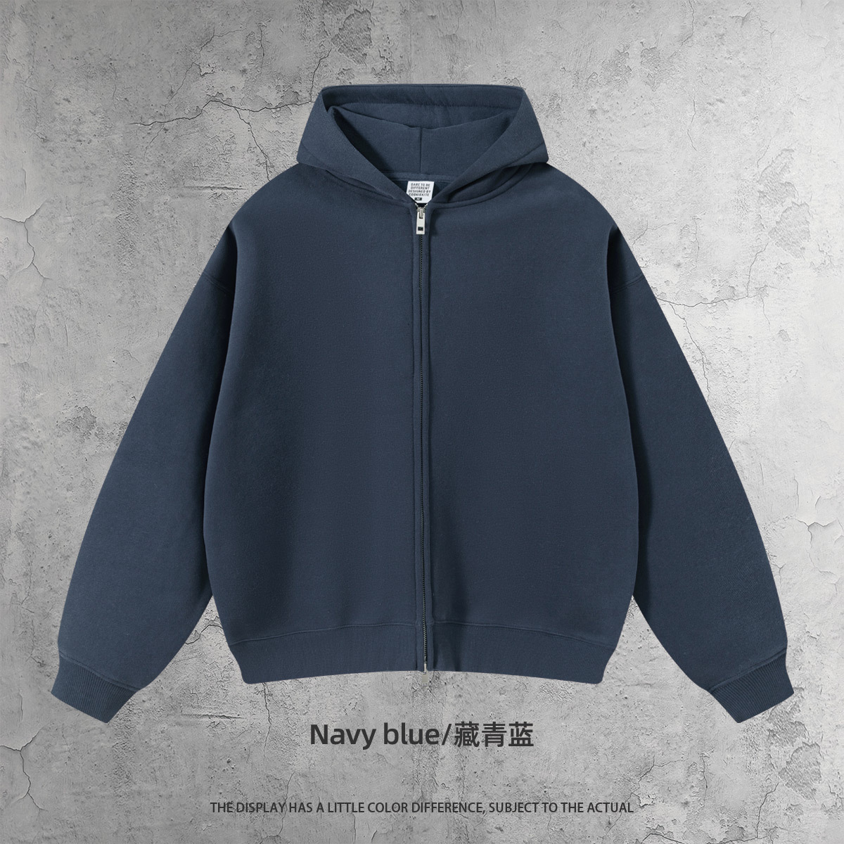 Boxy version zipper-navy blue