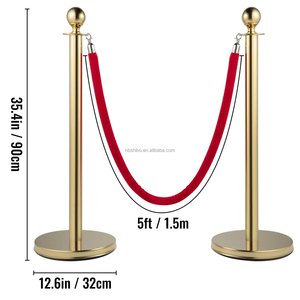 35.4 inch Vàng/Bạc kiểm soát đám đông <span class=keywords><strong>stanchion</strong></span> bài viết hàng đợi đỏ/đen nhung dây dòng rào cản với cơ sở ổn định cho sân vận động - Product Image 2