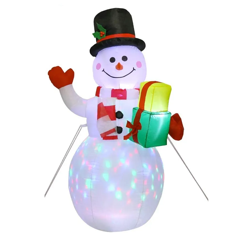 Bonhomme de neige gonflable de noël, décorations de cour avec lumières LED rotatives colorées intégrées, pour l'intérieur, l'extérieur et le jardin