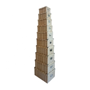 Set di scatole portaoggetti in cartone rettangolare nidificato da 10 pezzi con design personalizzato di fabbrica con manici confezione regalo in carta da imballaggio - Product Image 1