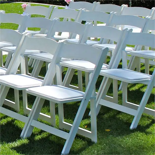 Silla blanca de resina de alta calidad Chiavari boda al aire libre Tiffany Wimbledon sillas plegables de jardín