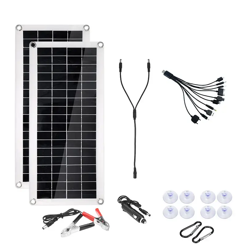 Painel Solar portátil Kit 50W Completo 18V USB Com 10A 60A Controlador de Células Solares Para Carro Iate RV Barco Carregador de Bateria Do Telefone