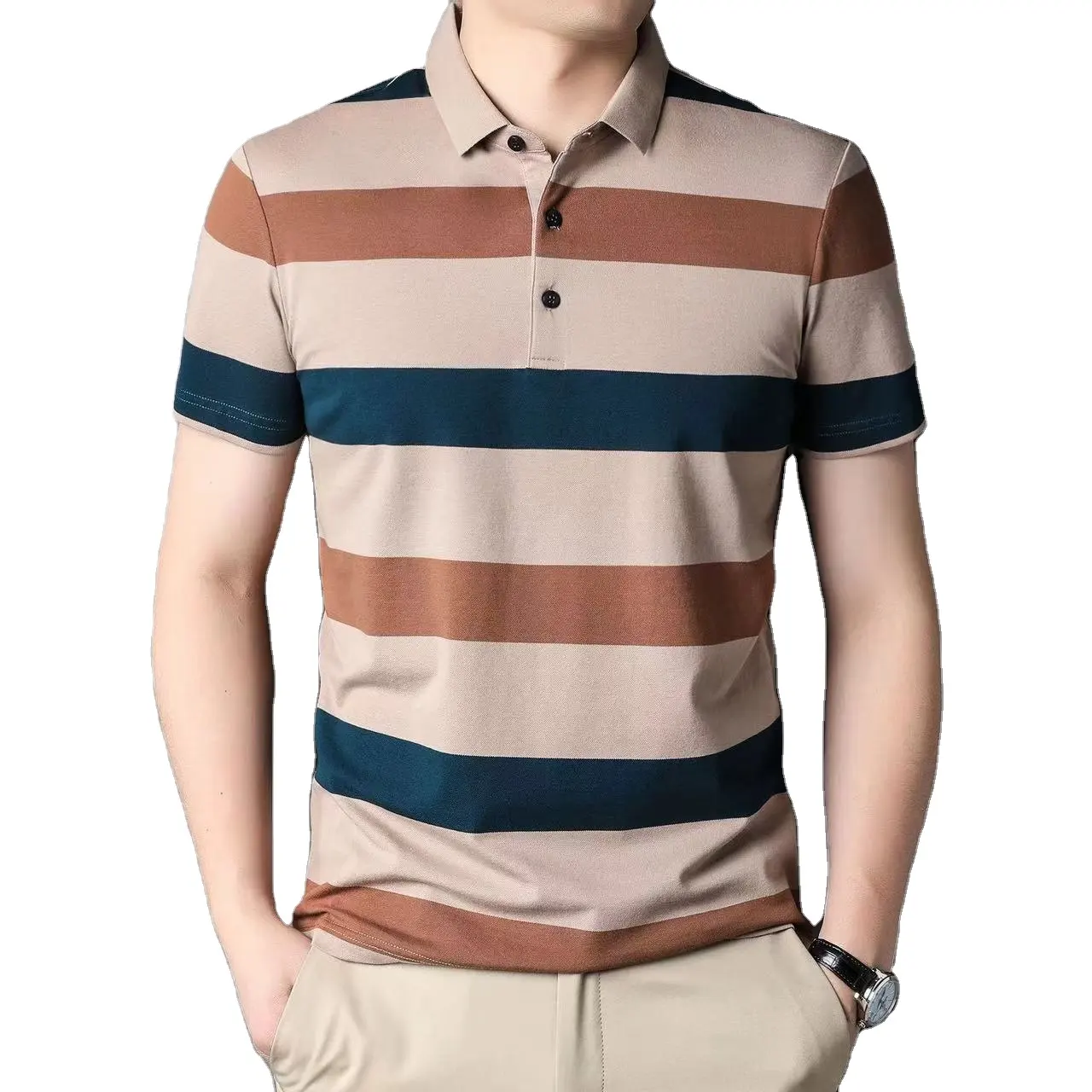 Remise Hommes Cosy Men Polo OEM & ODM Pullover Respirant Striped Polo Tshirt