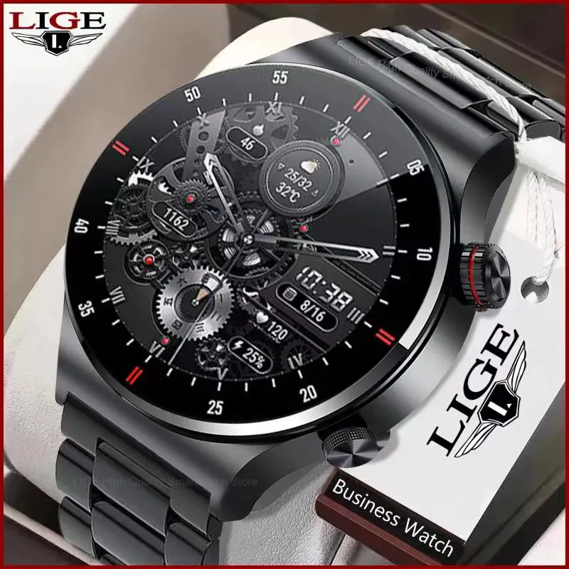 LIGE 2022 yeni çağrı akıllı saat erkekler tam dokunmatik ekran spor spor izle için uygundur Android ios Smartwatch