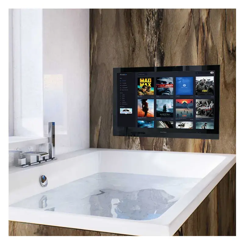 Venda quente TV LED de 22 polegadas para banheiro inteligente com espelho e sistema Android TV à prova d'água