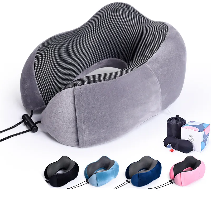 Atacado Custom Neck Support Memory Foam Travel U Shaped Pillow Lavável em forma de U Travel Pillow para ajustável Flight pillow