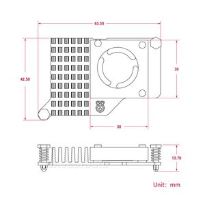 Enfriador activo oficial Raspberry Pi para Raspberry Pi 5, ventilador con control de temperatura, disipador térmico de aluminio, con cinta térmica