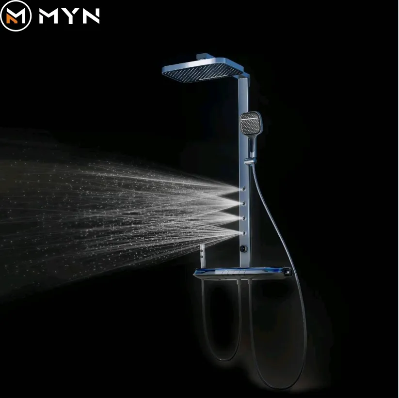 Tiktok Trend Gun Matel colore bianco Smart Led vita posteriore massaggio sistema doccia esposto a parete rubinetto bagno Set doccia