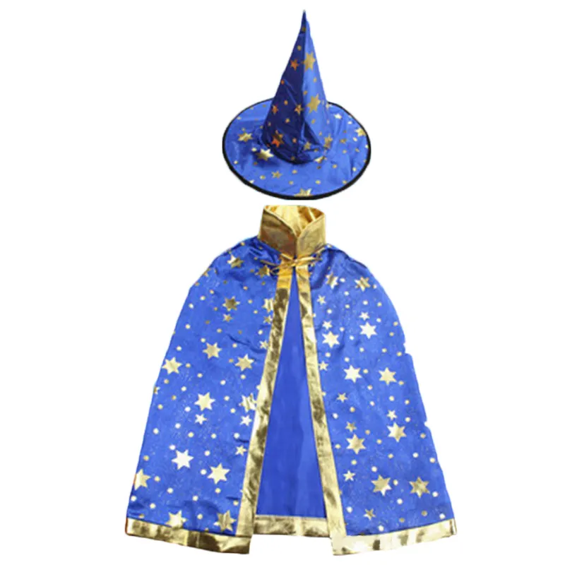 Conjunto de 2 disfraces de Halloween para niños, capa de bruja con sombrero, disfraz de Halloween para niños, accesorios de fiesta de Cosplay para niños de 3 a 12 años