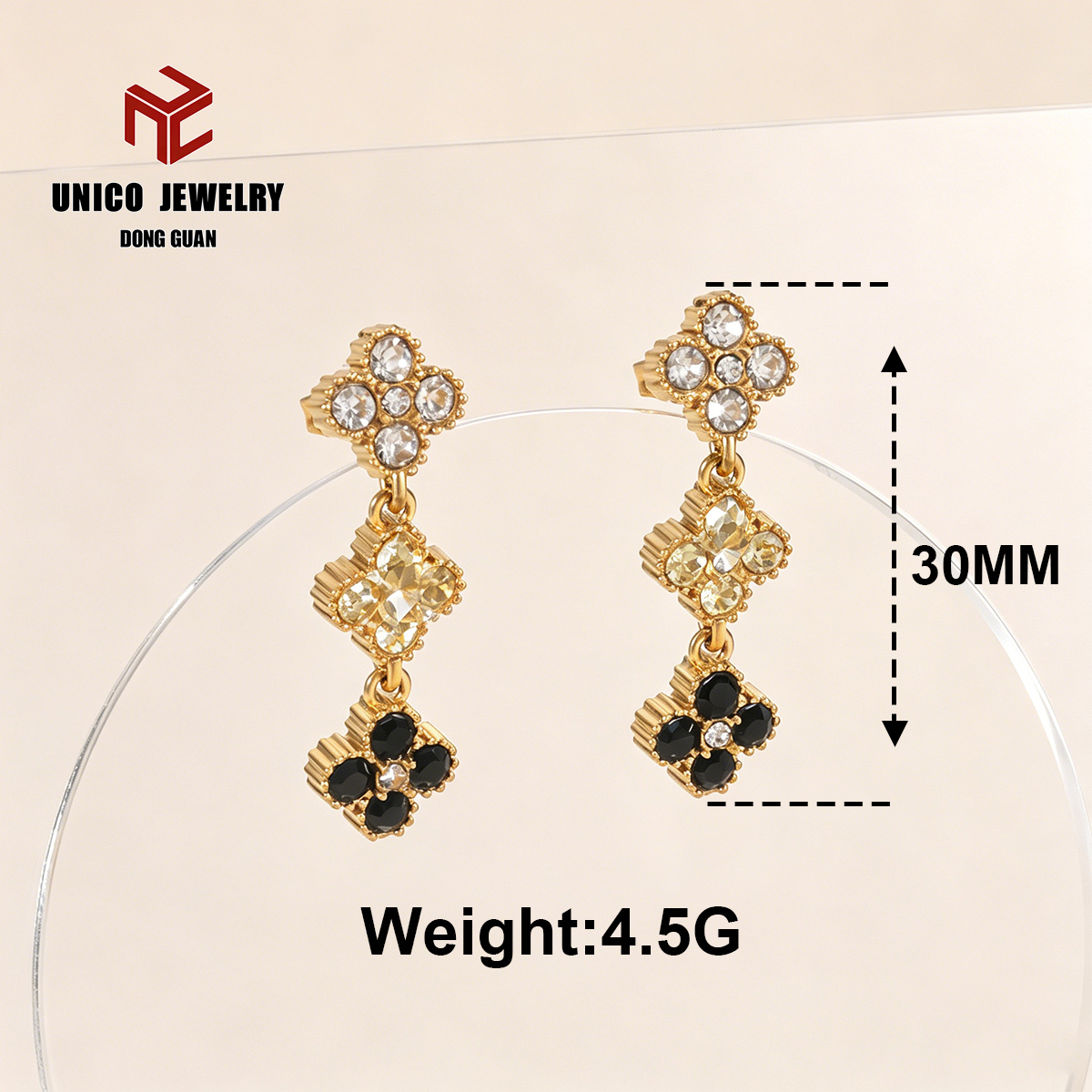 Boucles d'oreilles trèfle à quatre feuilles dorées-5