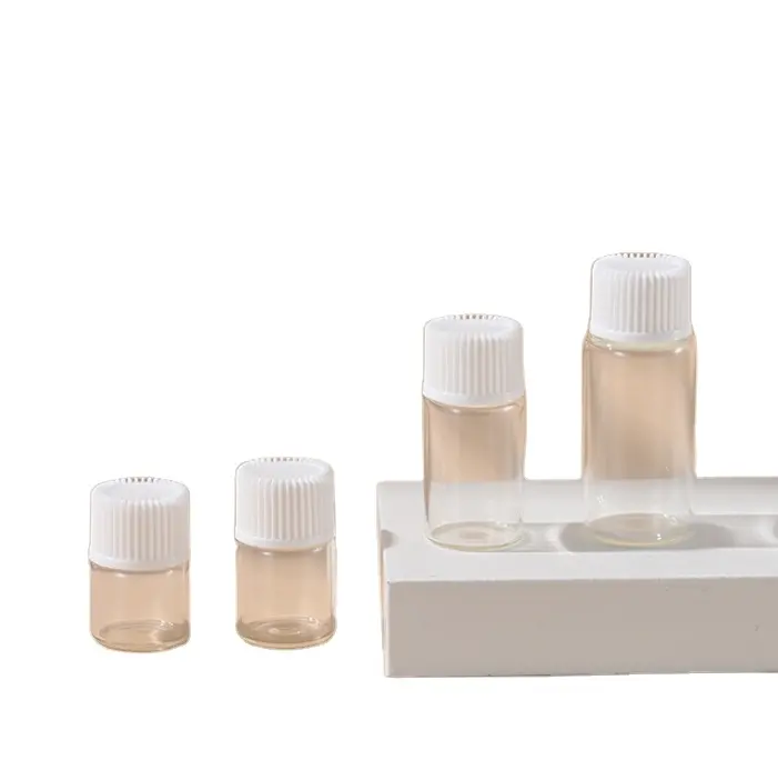 Botella en Stock Fábrica Mini Vial Frascos cuentagotas de vidrio pequeños Muestras Tubo de ensayo para el cuidado de la piel Envasado de aceite esencial 1mL 2ml