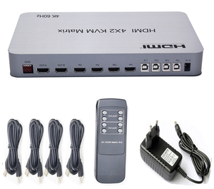 New Coming <strong>HDMI</strong> <strong>2</strong>.0 4x2 <strong>HDMI</strong> KVM <strong>Matrix</strong> Audio Video Switch Splitter Dual Display 4K 60hz Support <strong>2</strong> USB Mouse Keyboard Control <strong>4</strong> Computer PC - Product Image 2