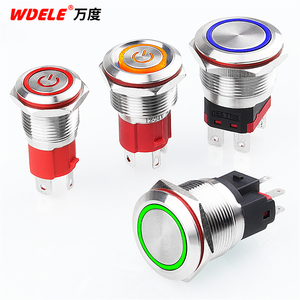 19MM anello ad alta corrente tipo di alimentazione LED luminoso interruttore a pulsante in metallo in acciaio inossidabile pulsante 10A con connettore per cavo - Product Image 1