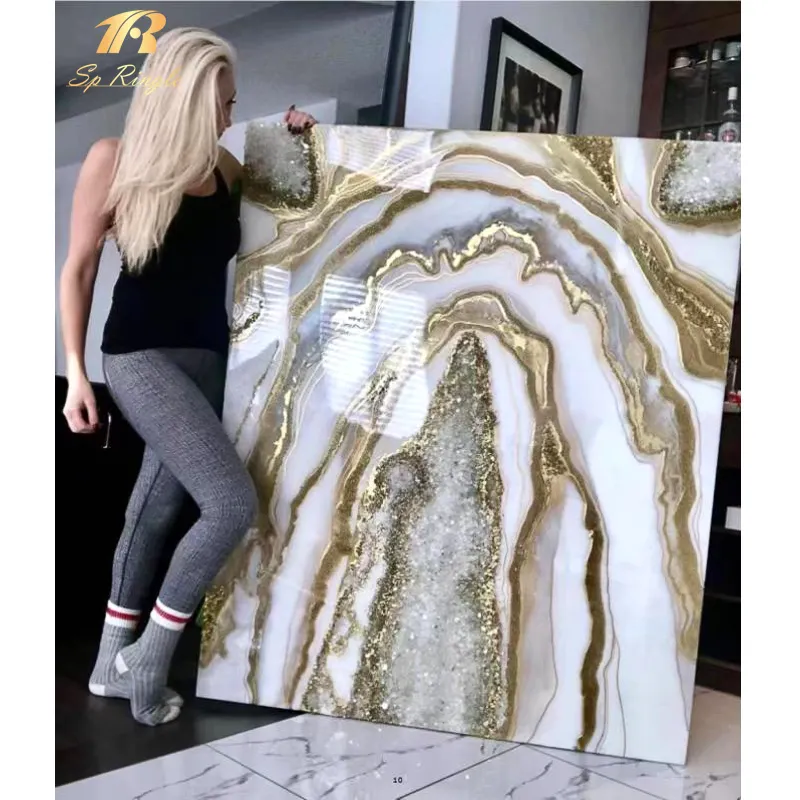 İtalyan banyo lüks fayans imalat dekoratif çin paneli için yüksek kaliteli altın porselen oniks taş fayans oturma odası