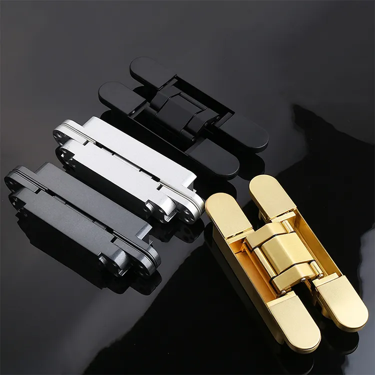 Hot Sell Stainless Steel Zinc Alloy Black 3D Adjustable Concealed And Hidden Door Hinge Heavy Duty Invisible Door Hinges