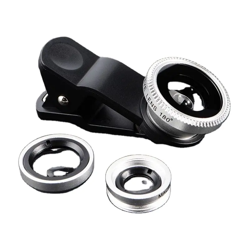 2023 3-en-1 gran angular Macro Fisheye Lens Kits de cámara Teléfono móvil Fish Eye Lenses