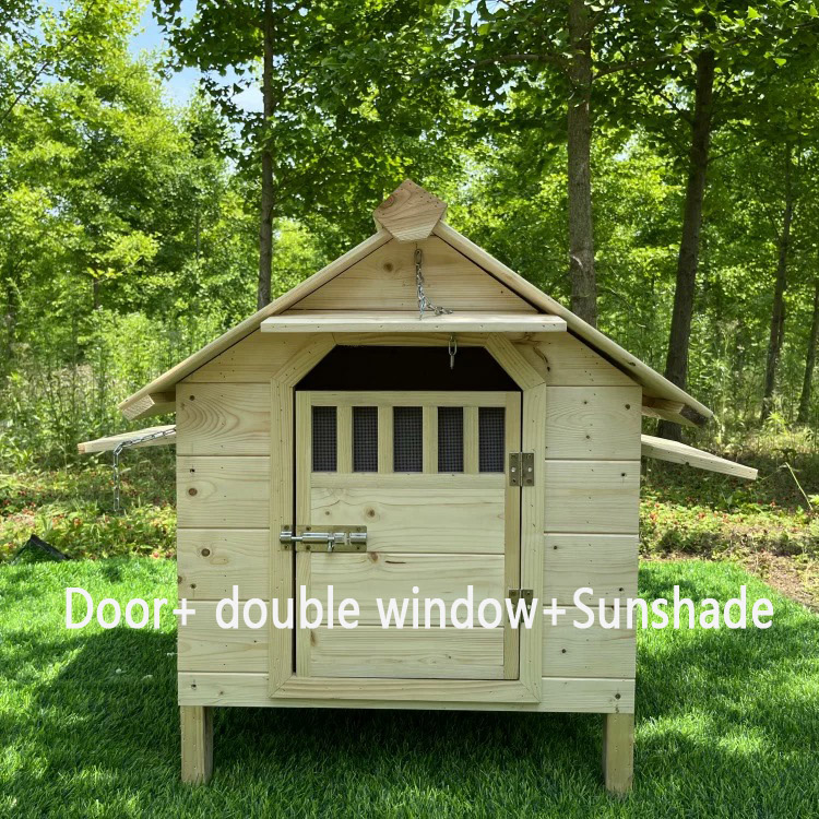 Wood-Door+double window+ Sunshade
