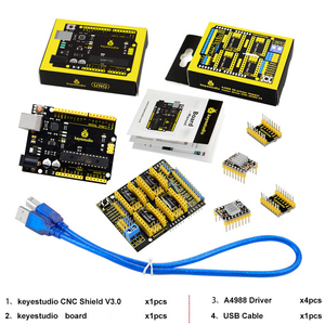 Keyestudio สำหรับ Arduino ชุด CNC /cnc SHIELD V3.0 + สำหรับ U NO R3 + 4ชิ้น A4988 driver/grbl เข้ากันได้