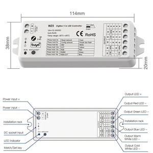 ZigBee 3,0 Controlador LED 5 en 1 Tuya Smart APP Control 3A * 5 canales CCT RGB RGBW RGBWC Strip Dimmer RF 2,4G 12V Control remoto - Product Image 4