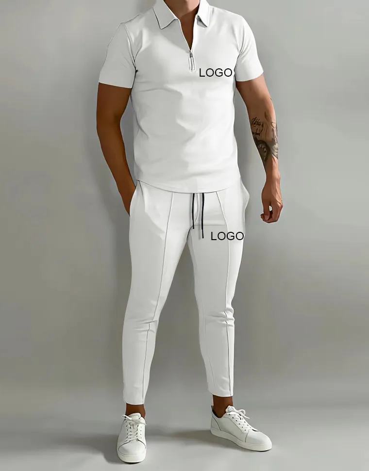 Clothing manufacturers custom men's lapel short-sleeved POLO shirt mens pants set solid T-shirt underwear tracksuits for men