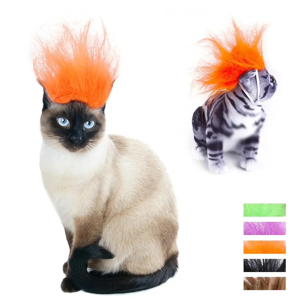 Hairstyle Cat Wigs Dog Wigs Pet Costumes for Halloween Party Apparel Cosplay Accessories Funny Head Wear Toy