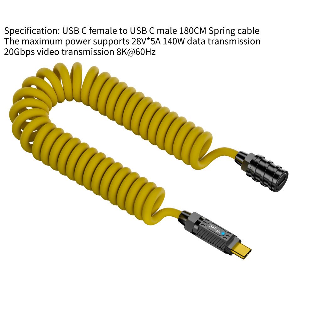 USB C Macho a Hembra 20G 140W Amarillo