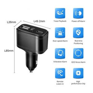 อุปกรณ์ติดตาม GPS ขนาดเล็ก4G สาย USB ที่ชาร์จโทรศัพท์ที่จุดบุหรี่ในรถ SOS อุปกรณ์ติดตาม GPS กันขโมย