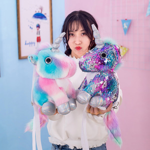 अद्वितीय भरवां प्लश बैकपैक नए अनुक्रमित यूनिकॉर्न प्लग खिलौना मोबाइल फोन पर्स गुड़िया मशीन गुड़िया कार्टून डायगनल बैग - Product Image 4