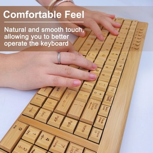 Directo de fábrica USB conectado inalámbrico Gaming Keyboard Mouse Set Clear Bamboo Print Útil para Office PC Desktop Metal Function
