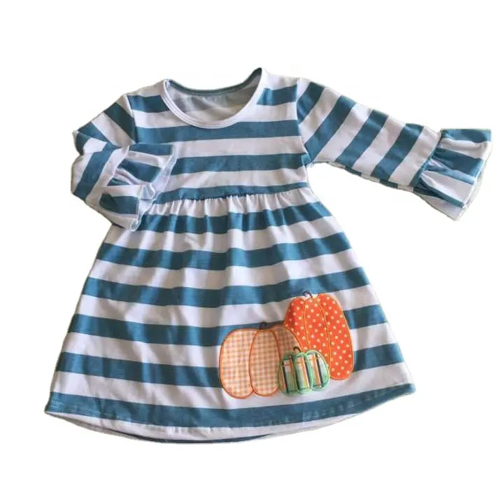Dress bordir labu anak perempuan, gaun pesta Halloween sulaman labu musim panas untuk bayi dan anak perempuan