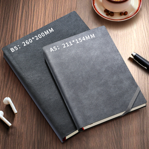 Customized A5 B5 Leather Bound Journals Cover <strong>Printing</strong> Logo Embossed Grey Leather <strong>Notebook</strong> <strong>with</strong> <strong>Elastic</strong> Band and Pen Holder - Product Image 4