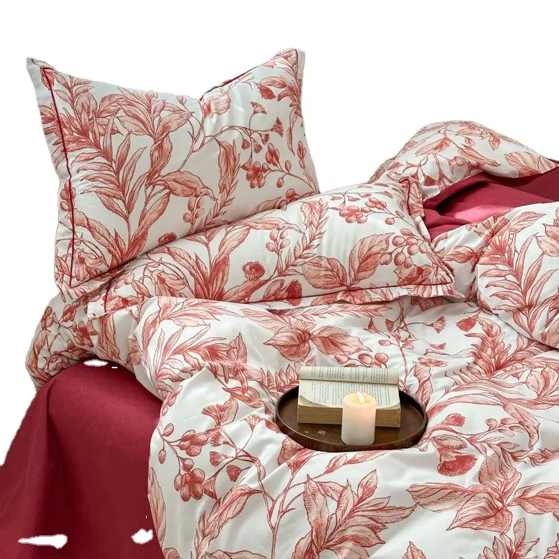 Selling high appearance level ins bed four-piece set American pastoral style retro floral quilt set three-piece sheet set