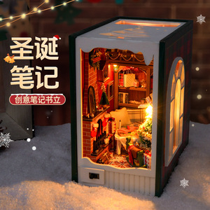 新着DIYブックヌックキット木製ドールハウスハッピーホリデークリスマスギフトアイデアブックヌックキット女の子用ドールハウスヌックブック