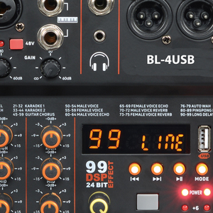 BL4USB High Quality Sound 4 Channel <strong>Pro</strong> <strong>Mixer</strong> Console With 99 DSP Channel Band 3 EQ Small Show with Soundcard Bluetooth