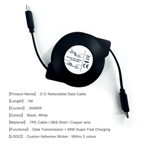 Quà Tặng Tùy Chỉnh 3A 66W Nhanh Chóng Sạc <span class=keywords><strong>USB</strong></span> Cáp Phẳng Có Thể Thu Vào 1M Cáp Dữ Liệu Loại C Để C Cho Iphone Samsung Huawei Xiaomi - Product Image 2