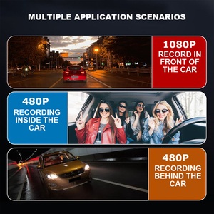 3チャンネルカーDVRHD 1080P3-Len Inside Vehicle Dash Cam Three Way Camera DVR Recorder Video Mini Dashcam Camcorder 3 inch - Product Image 5