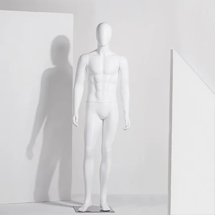 Vitrine de vitrine Mannequin masculin en plastique blanc, Mannequin masculin en plastique musclé corps complet avec Base pour costumes