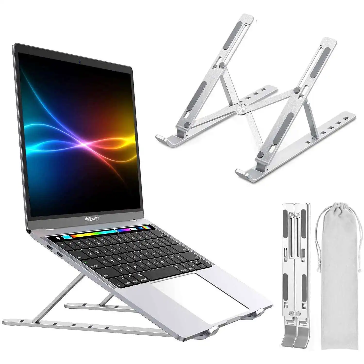 Support réglable pour Macbook Notebook avec logo personnalisé TOUTES TAILLES Support pour ordinateur portable pliable en métal Support pour ordinateur portable en aluminium