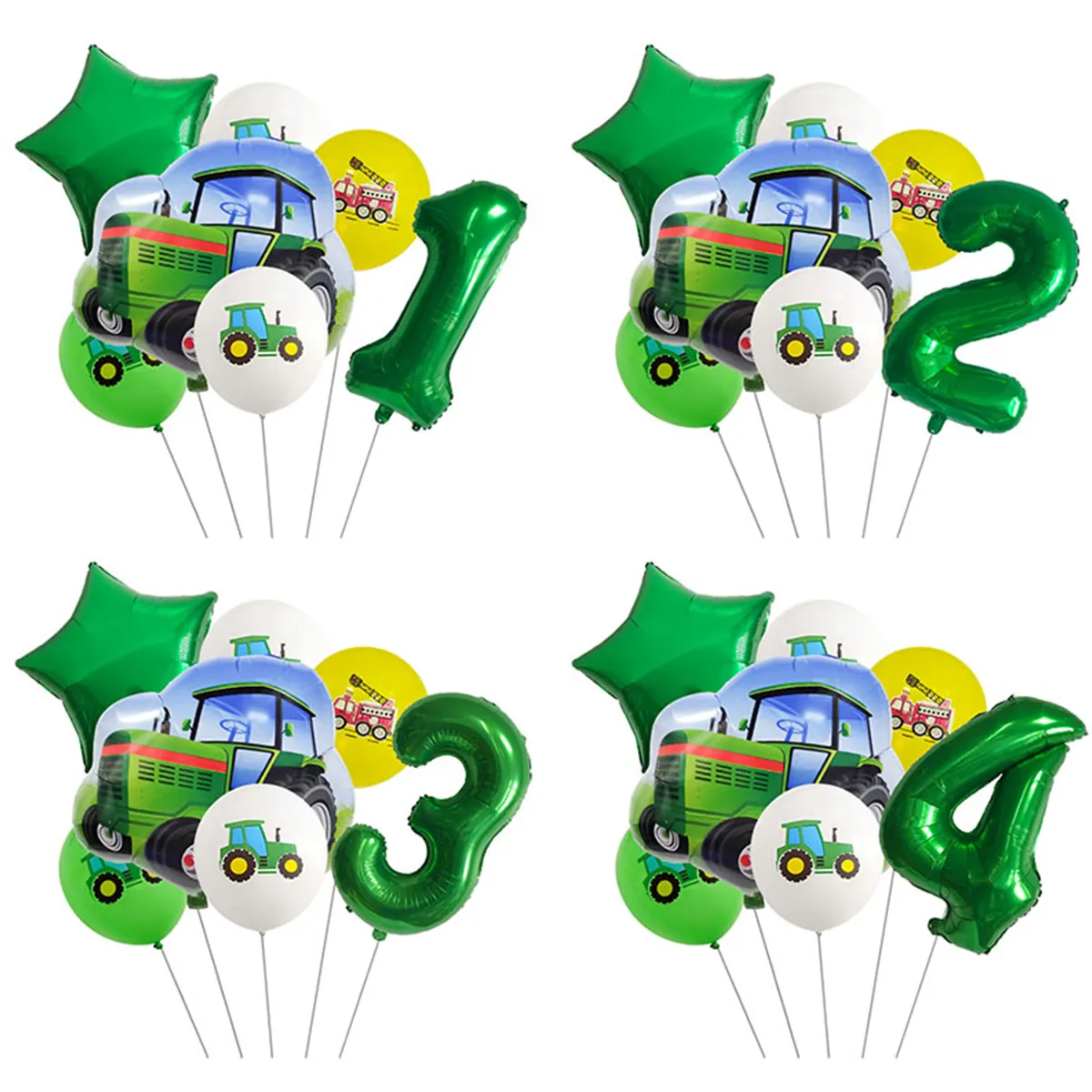 Yeşil numarası balonlar helyum traktör bebek doğum günü folyo balon seti parti süslemeleri malzemeleri mutlu doğum günü balonlar