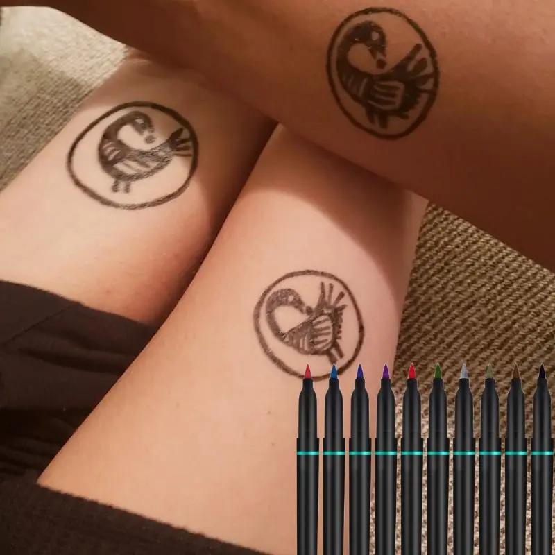 KHY Livre Logotipo Personalizado Não Tóxico Pele Marcador Tatuagem Temporária Canetas Kit