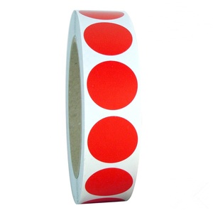 Custom Bright <strong>Red</strong> Round <strong>Color</strong> <strong>Coding</strong> Circle Dot Labels on a Roll Semi-Gloss 1000 Stickers 1 Inch Diameter Removable Sticker - Product Image 1