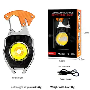 Gantungan Kunci Mini multifungsi, lampu kerja LED kecerahan tinggi portabel USB dapat diisi ulang tahan air berkemah darurat - Product Image 6