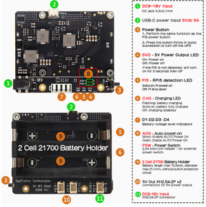 Raspberry Pi 5a generazione up scheda di espansione 21700 batteria supporta il modulo di alimentazione senza interruzioni X1205 durante il lavaggio - Product Image 3