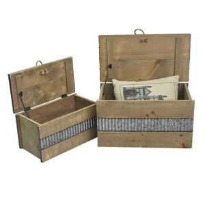 Vintage fransız dekoratif çok fonksiyonlu ahşap depolama gövde 3 set - Product Image 6
