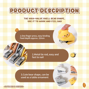 Agrafeuse de dessin animé ours mignon, 16 pièces avec un design adorable, une excellente aide pour la reliure des étudiants et du bureau - Product Image 5