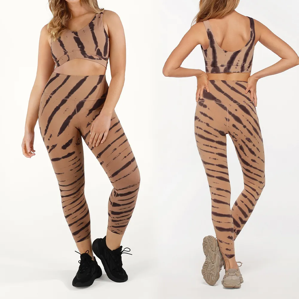 Cost Effective Stripe Yoga Wear Gym Fitness Sets Sportswear Printing Activewear Yoga Sets