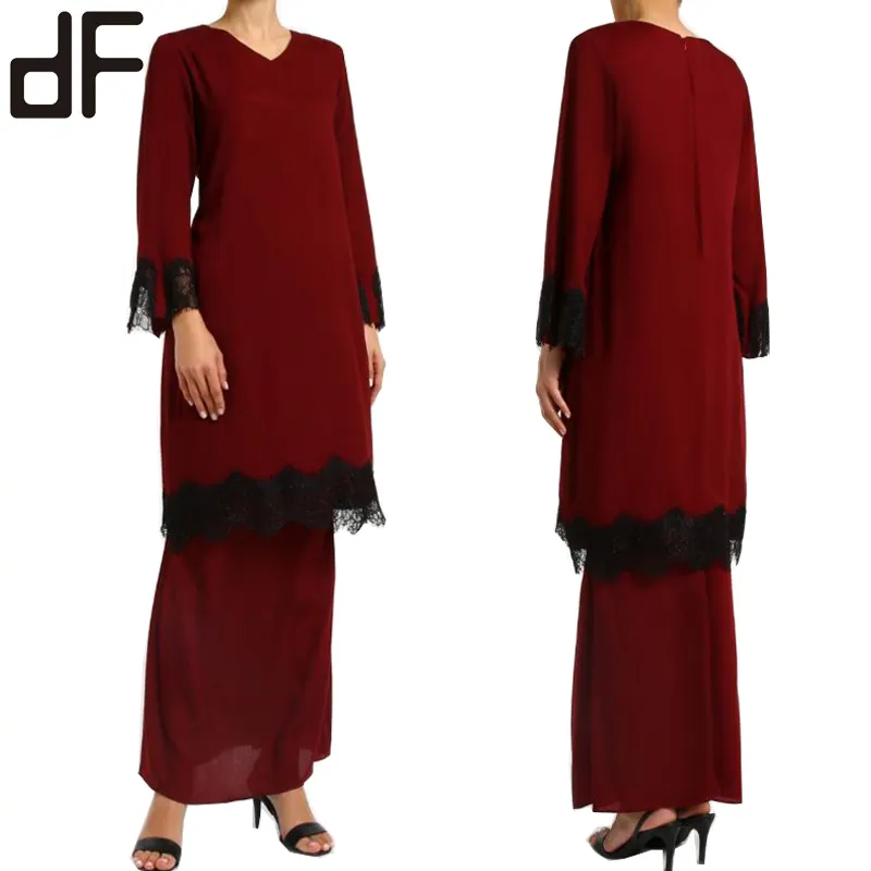 OEM Murah Borong Baju Kurung Vietnam Muslimischen Lange Kleid Baju Kurung Moden Neueste Kebaya Indonesien Baju Kurung Mit Spitze
